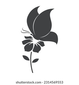 Butterfly design vector, hand drawn daisy flower design.