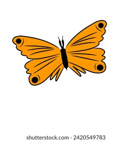 Vector de diseño de mariposa en color naranja y negro