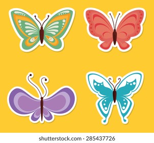 Butterfly design yellow background, vector illustration.