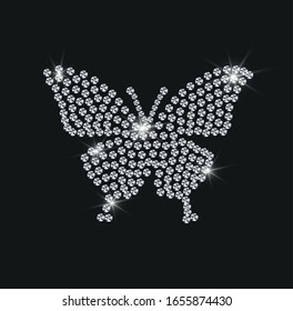 Butterfly of diamonds. Diamond butterfly background, vector illustration