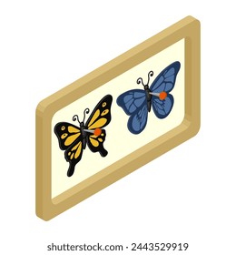 Butterfly display case - hand drawn vector illustration.