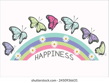 butterfly and disy flower vector for fashion or decortion