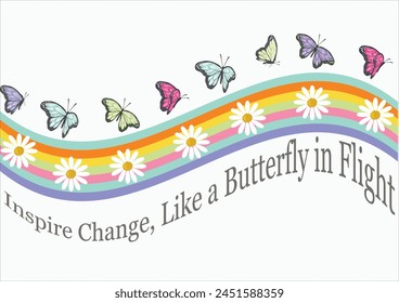 butterfly and disy flower vector for fashion or decortion