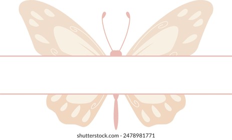 Butterfly divider label animal text separator underlines place for text frame