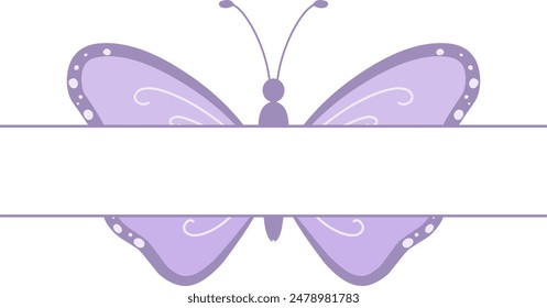 Butterfly divider label animal text separator underlines place for text frame