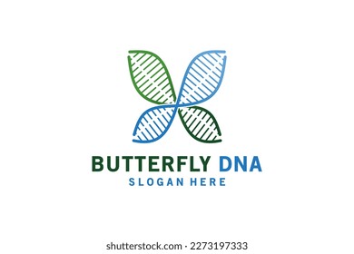 Diseño del logotipo del adn de la mariposa, creativo diseño del logotipo médico moderno tipo de ilustración vectorial