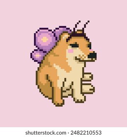 Butterfly dog, pixel art meme