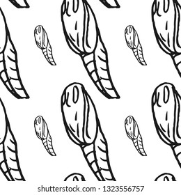 butterfly doll seamless pattern isolated on white background