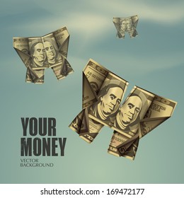 Butterfly. Dollars. Vector format