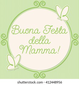 Butterfly doodle frame Mother's Day card in vector format.
