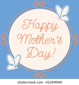 Butterfly doodle frame Mother's Day card in vector format.