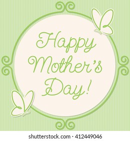 Butterfly doodle frame Mother's Day card in vector format.