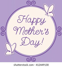 Butterfly doodle frame Mother's Day card in vector format.