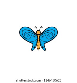 butterfly doodle icon color