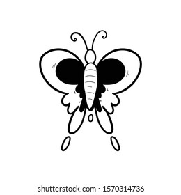 butterfly doodle icon vector hand drawing 