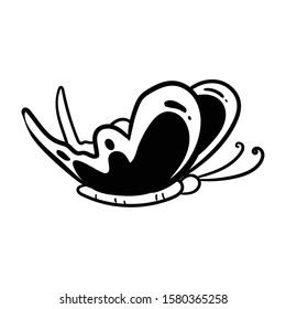 butterfly doodle icon vector hand drawing 