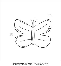Butterfly Doodle Line Art Vector