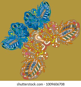 Butterfly doodle new design zentangle inspired art. Decorative hand drawn element can be used for ethnic ornament. Isolated elements for scrapbook, invitation or greeting card design