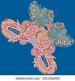 Butterfly doodle new design zentangle inspired art. Decorative hand drawn element can be used for ethnic ornament. Isolated elements for scrapbook, invitation or greeting card design