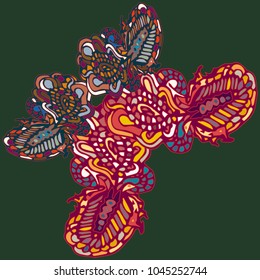 Butterfly doodle new design zentangle inspired art. Decorative hand drawn element can be used for ethnic ornament. Isolated elements for scrapbook, invitation or greeting card design