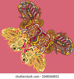 Butterfly doodle new design zentangle inspired art. Decorative hand drawn element can be used for ethnic ornament. Isolated elements for scrapbook, invitation or greeting card design