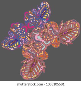 Butterfly doodle new design zentangle inspired art. Decorative hand drawn element can be used for ethnic ornament. Isolated elements for scrapbook, invitation or greeting card design