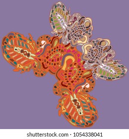 Butterfly doodle new design zentangle inspired art. Decorative hand drawn element can be used for ethnic ornament. Isolated elements for scrapbook, invitation or greeting card design