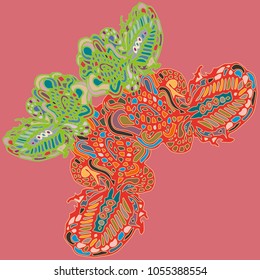 Butterfly doodle new design zentangle inspired art. Decorative hand drawn element can be used for ethnic ornament. Isolated elements for scrapbook, invitation or greeting card design