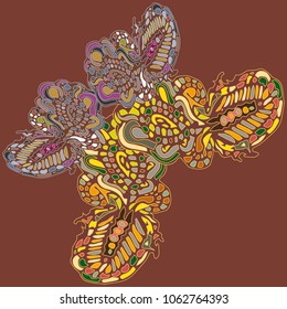 Butterfly doodle new design zentangle inspired art. Decorative hand drawn element can be used for ethnic ornament. Isolated elements for scrapbook, invitation or greeting card design