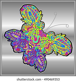 Butterfly doodle new design zentangle inspired art. Decorative hand drawn element can be used for wallpaper, pattern fills, web page background, surface textures and other design