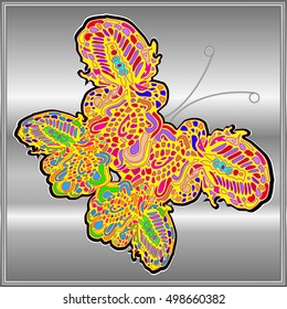 Butterfly doodle new design zentangle inspired art. Decorative hand drawn element can be used for wallpaper, pattern fills, web page background, surface textures and other design
