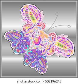 Butterfly doodle new design zentangle inspired art. Decorative hand drawn element can be used for wallpaper, pattern fills, web page background, surface textures and other design