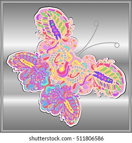 Butterfly doodle new design zentangle inspired art. Decorative hand drawn element can be used for wallpaper, pattern fills, web page background, surface textures and other design
