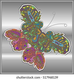 Butterfly doodle new design zentangle inspired art. Decorative hand drawn element can be used for wallpaper, pattern fills, web page background, surface textures and other design