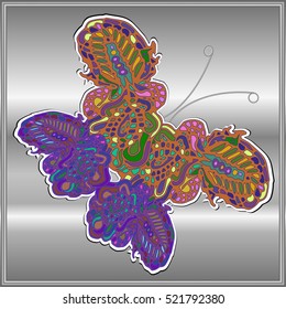 Butterfly doodle new design zentangle inspired art. Decorative hand drawn element can be used for wallpaper, pattern fills, web page background, surface textures and other design