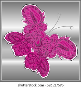 Butterfly doodle new design zentangle inspired art. Decorative hand drawn element can be used for wallpaper, pattern fills, web page background, surface textures and other design