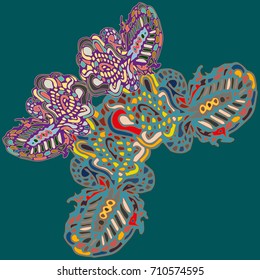 Butterfly doodle new design zentangle inspired art. Decorative hand drawn element can be used for ethnic ornament. Isolated elements for scrapbook, invitation or greeting card design