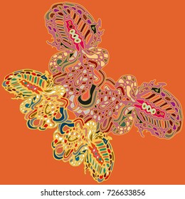 Butterfly doodle new design zentangle inspired art. Decorative hand drawn element can be used for ethnic ornament. Isolated elements for scrapbook, invitation or greeting card design