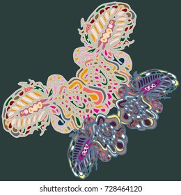 Butterfly doodle new design zentangle inspired art. Decorative hand drawn element can be used for ethnic ornament. Isolated elements for scrapbook, invitation or greeting card design