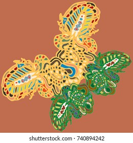 Butterfly doodle new design zentangle inspired art. Decorative hand drawn element can be used for ethnic ornament. Isolated elements for scrapbook, invitation or greeting card design