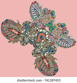 Butterfly doodle new design zentangle inspired art. Decorative hand drawn element can be used for ethnic ornament. Isolated elements for scrapbook, invitation or greeting card design