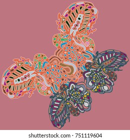 Butterfly doodle new design zentangle inspired art. Decorative hand drawn element can be used for ethnic ornament. Isolated elements for scrapbook, invitation or greeting card design