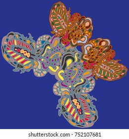 Butterfly doodle new design zentangle inspired art. Decorative hand drawn element can be used for ethnic ornament. Isolated elements for scrapbook, invitation or greeting card design
