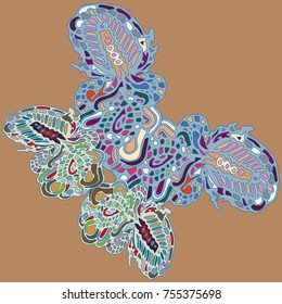 Butterfly doodle new design zentangle inspired art. Decorative hand drawn element can be used for ethnic ornament. Isolated elements for scrapbook, invitation or greeting card design