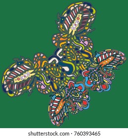 Butterfly doodle new design zentangle inspired art. Decorative hand drawn element can be used for ethnic ornament. Isolated elements for scrapbook, invitation or greeting card design