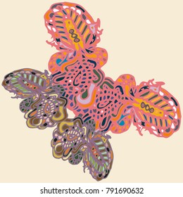 Butterfly doodle new design zentangle inspired art. Decorative hand drawn element can be used for ethnic ornament. Isolated elements for scrapbook, invitation or greeting card design