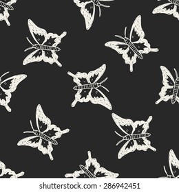 butterfly doodle seamless pattern background