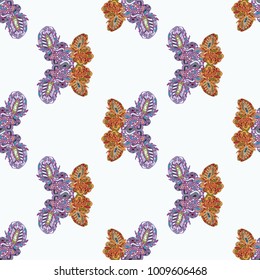 Butterfly doodle seamless pattern zentangle inspired art for new backdrop. Decorative hand drawn background can be used for wallpaper, pattern fills, web page background, surface textures and other