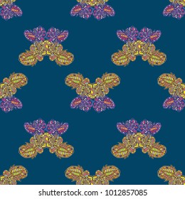 Butterfly doodle seamless pattern zentangle inspired art for new backdrop. Decorative hand drawn background can be used for wallpaper, pattern fills, web page background, surface textures and other