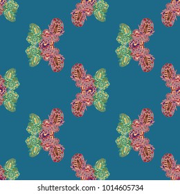 Butterfly doodle seamless pattern zentangle inspired art for new backdrop. Decorative hand drawn background can be used for wallpaper, pattern fills, web page background, surface textures and other